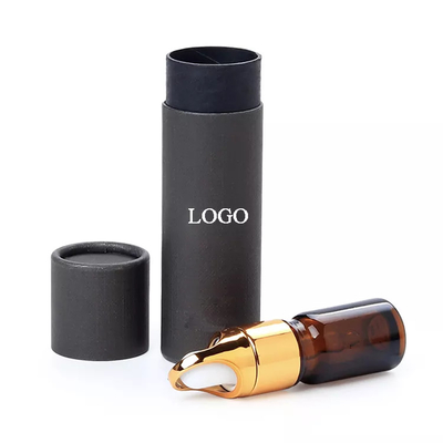 Logo Kustom Dicetak Tabung Kemasan Botol Minyak Esensial Kraft Hitam Tabung Kertas Kosmetik