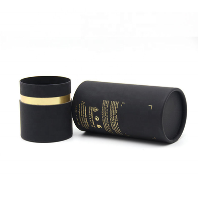 Black Cardboard Parfum Tube Packaging Bronzing Round Container untuk Botol Kosmetik
