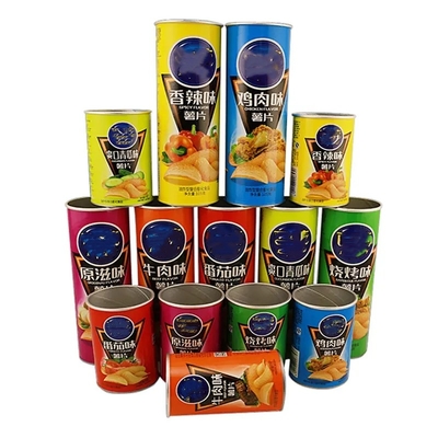 Kemasan Makanan Tabung Kertas Kustom Aluminium Foil Inline Potato-chip Snacks Container