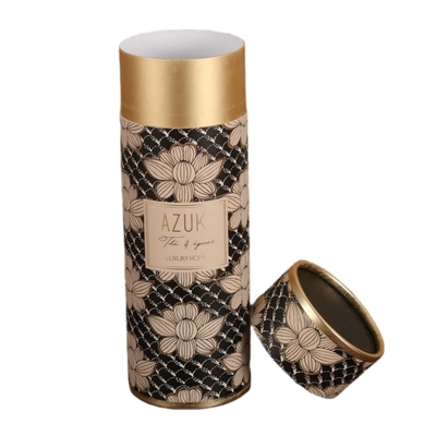 Biodegradable Tea Cylinder Round Gold Stamping Food Paper Tube Untuk Daun Teh