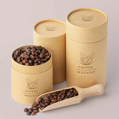 Kemasan Makanan Silinder Logo Kustom, Kemasan Tabung Kertas Kraft Untuk Biji Kopi