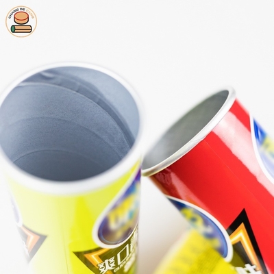 Kemasan Makanan Tabung Kertas Kustom Aluminium Foil Inline Potato-chip Snacks Container