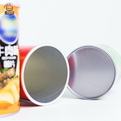 Kemasan Makanan Tabung Kertas Kustom Aluminium Foil Inline Potato-chip Snacks Container