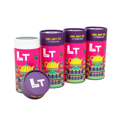 Kemasan Teh Tabung Kertas Daur Ulang Diameter 63mm Cetak Offset