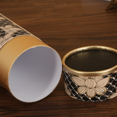 Biodegradable Tea Cylinder Round Gold Stamping Food Paper Tube Untuk Daun Teh