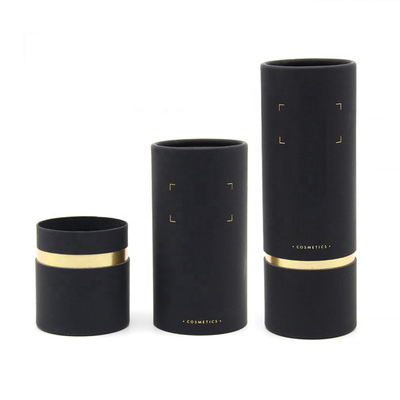 Black Cardboard Parfum Tube Packaging Bronzing Round Container untuk Botol Kosmetik