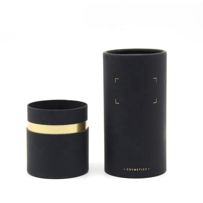 Black Cardboard Parfum Tube Packaging Bronzing Round Container untuk Botol Kosmetik